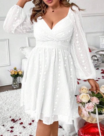 Rochie midi Shein Curve+, alb