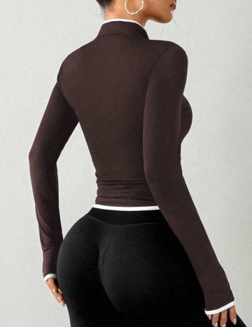 Bluză cu fermoar Shein, maro