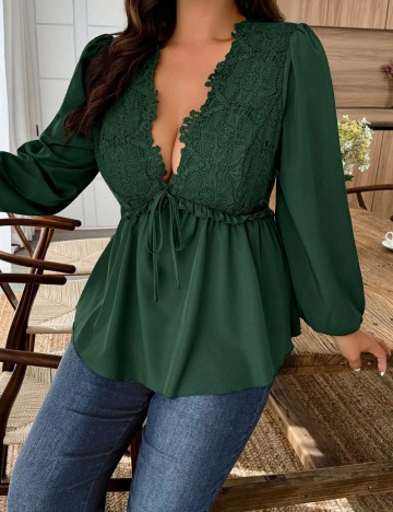 Cămașă Shein Curve+, verde