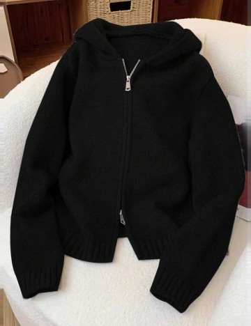 Hanorac Cu Fermoar Shein, negru