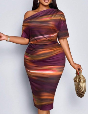 Rochie mini Shein Curve+, mix culori
