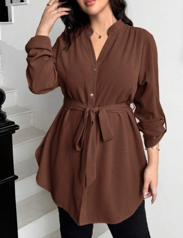 Cămașă Shein Curve+, maro