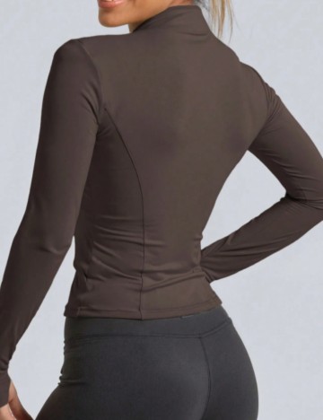 Bluză cu fermoar Shein, maro