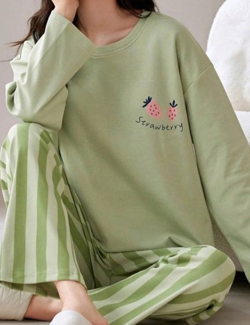 Bluză de pijama Shein, verde