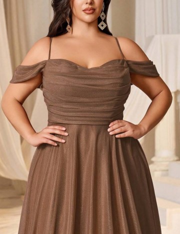 Rochie de ocazie Shein Curve+, maro