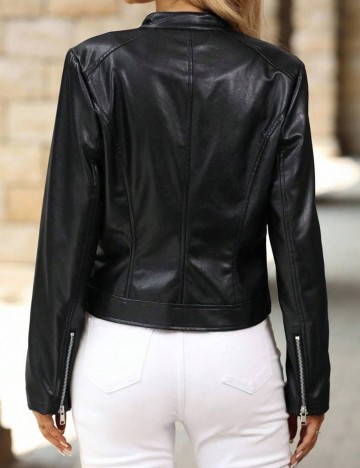 Geacă Imitație Piele Shein, negru