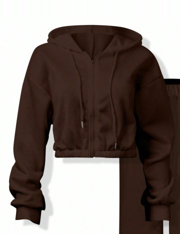 Hanorac Cu Fermoar Shein, maro