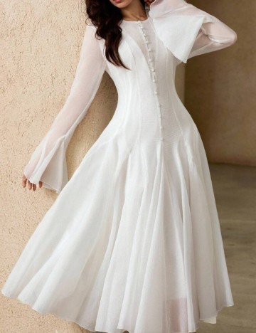 Rochie midi Shein Aveloria, alb