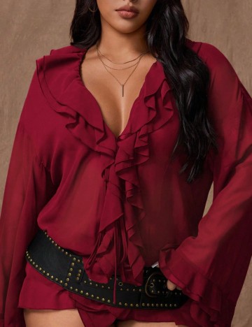 Cămașă Shein, vișiniu