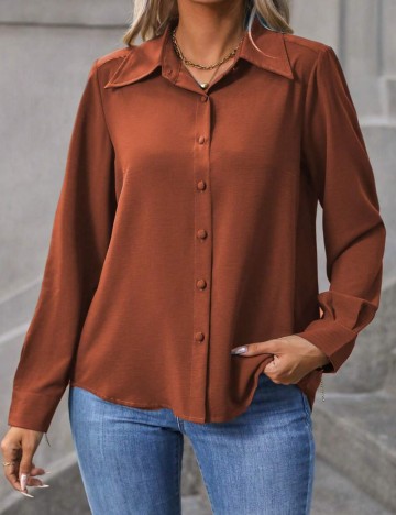 Cămașă Shein Curve+, cărămiziu