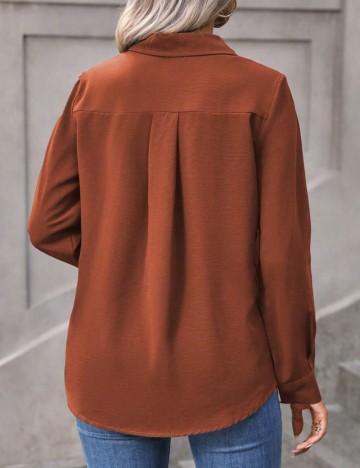 Cămașă Shein Curve+, cărămiziu