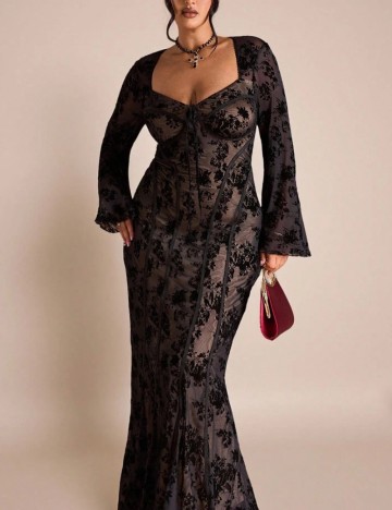 Rochie maxi Shein Curve+, negru