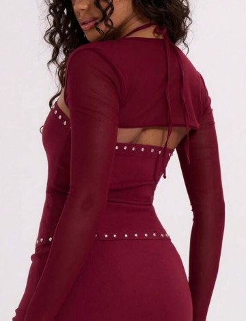 Set top si bolerou Shein MUSERA, vișiniu