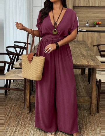 Salopetă lungă Shein Curve+, vișiniu