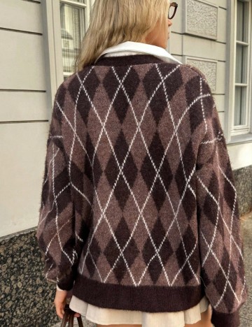 Pulover cu nasturi Shein, maro