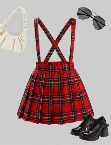 Fustă cu bretele Shein, roșu