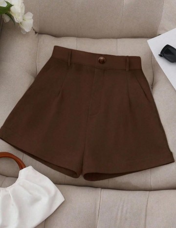 Pantaloni scurți Shein Curve+, maro