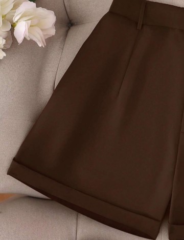 Pantaloni scurți Shein Curve+, maro