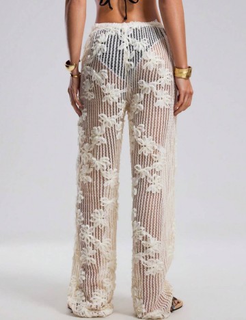 Pantaloni de plajă Shein, crem