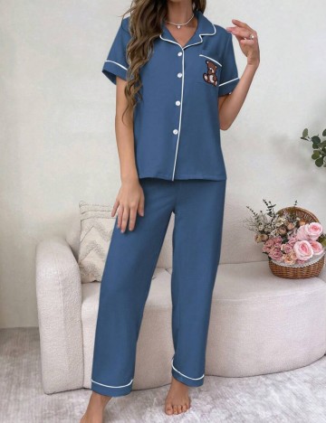 Pantaloni de pijama Shein, albastru