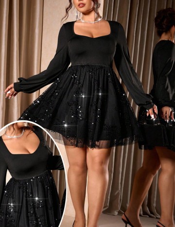 Rochie mini Shein Curve+, negru