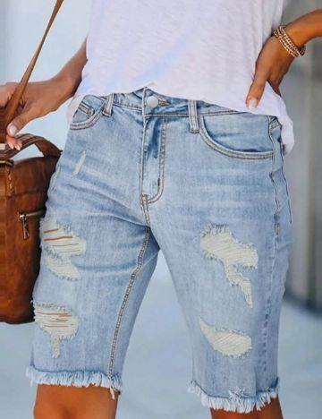 Pantaloni scurți de blugi Shein, albastru