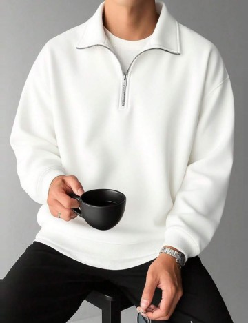 Bluză cu fermoar Shein, alb