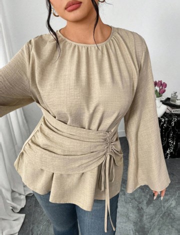 Cămașă Shein Curve+, bej