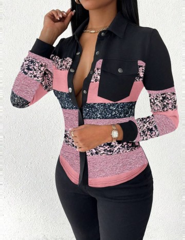 Bluză cu nasturi Shein, mix culori