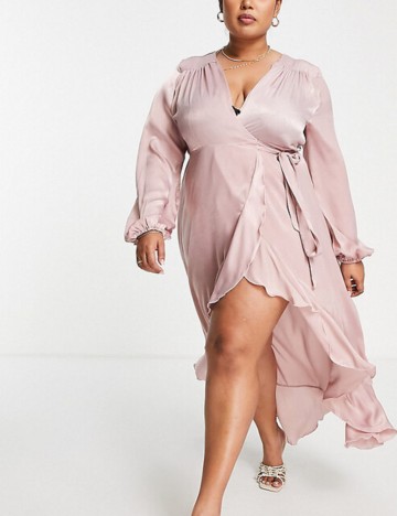 Rochie midi Flounce, roz