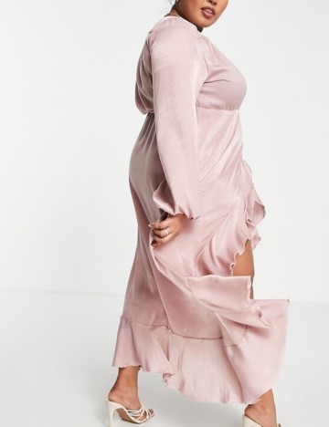 Rochie midi Flounce, roz