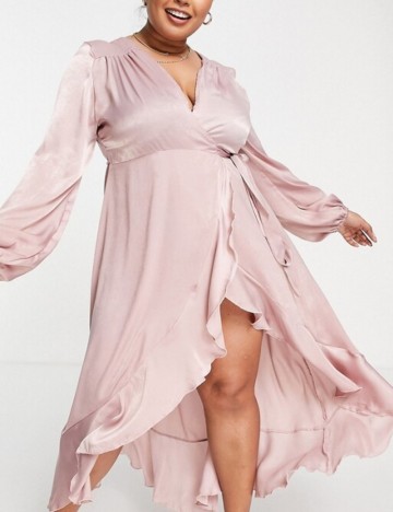 Rochie midi Flounce, roz