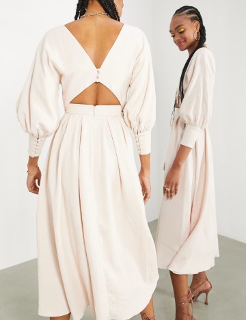 Rochie midi ASOS, bej