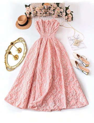 Rochie maxi Shein Curve+, roz