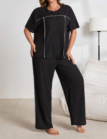 Compleu pijamale Shein Curve+, negru