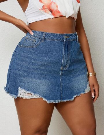 Fustă de blugi Shein Curve+, albastru