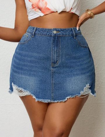 Fustă de blugi Shein Curve+, albastru