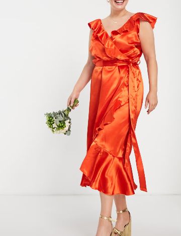 Rochie midi Little Mistress, portocaliu