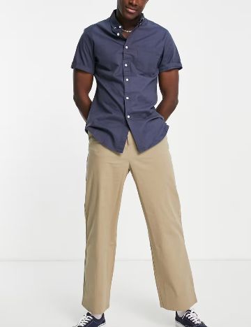 Cămașă cu m&acirc;necă scurtă ASOS, albastru