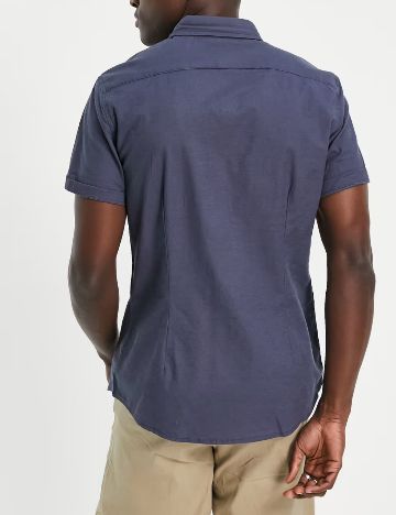 Cămașă cu m&acirc;necă scurtă ASOS, albastru