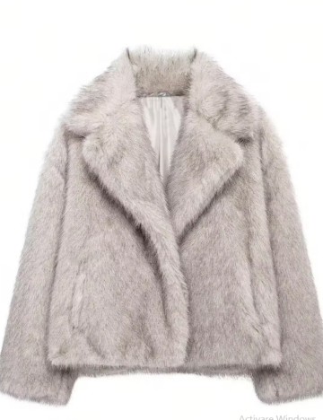 Haină De Blană Shein, gri