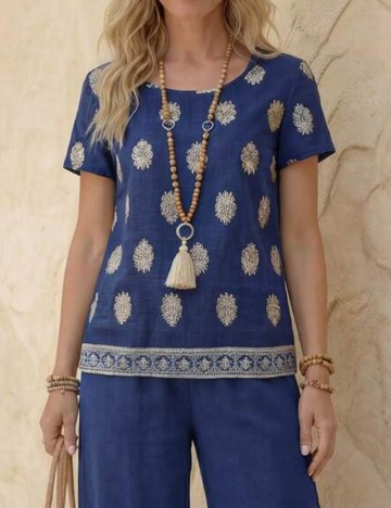 Cămașă cu m&acirc;necă scurtă Shein Emery Rose, mix culori