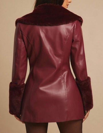 Jachetă imitație de piele Shein, vișiniu