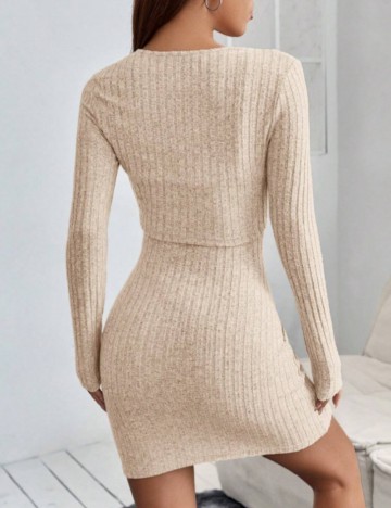 Set Rochie și Cardigan Shein, crem