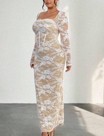 Rochie maxi Shein Curve+, alb