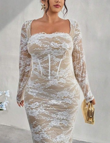 Rochie maxi Shein Curve+, alb