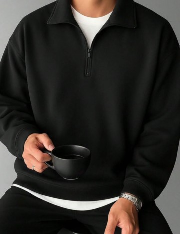 Bluză cu fermoar Shein, negru