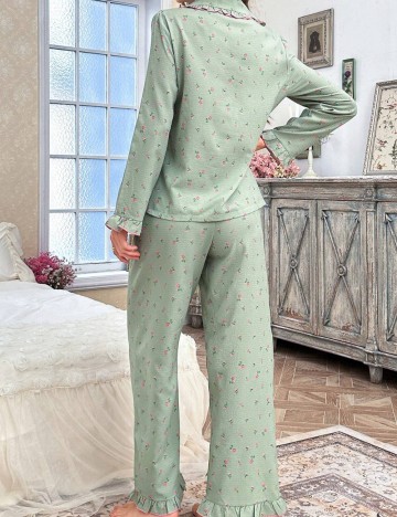 Compleu pijamale Shein, verde