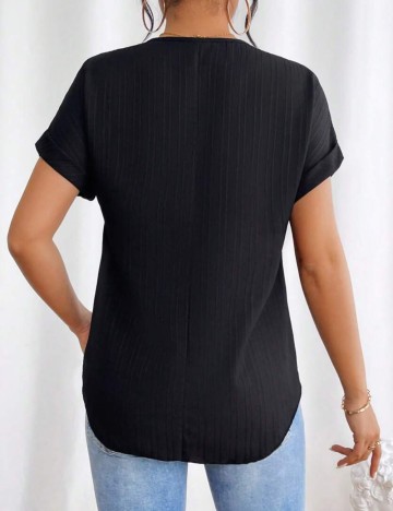 Cămașă cu m&acirc;necă scurtă Shein, negru