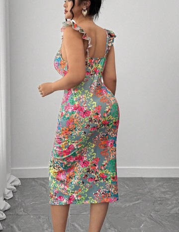 Rochie midi Shein Curve+, mix culori